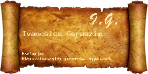 Ivancsics Geraszim névjegykártya